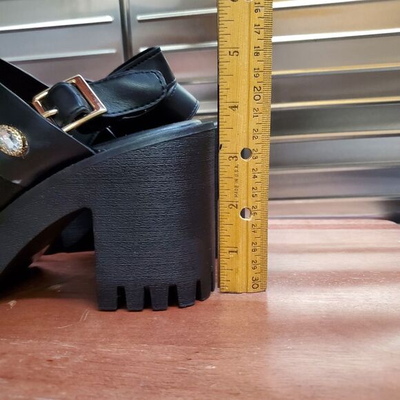 Madden Girl Storrm Black Platform Jeweled Heel Sandals 7.5 M - Picture 14 of 15